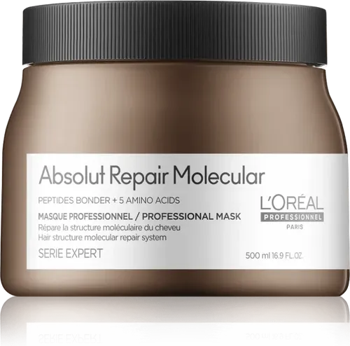 L'Oréal Professionnel Série Expert Absolut Repair Molecular Maske (500 ml) - Haarkur zur Reparatur geschädigter Haare, angereichert mit Peptidbond und Aminosäuren für sofortige Geschmeidigkeit und Kämmbarkeit.