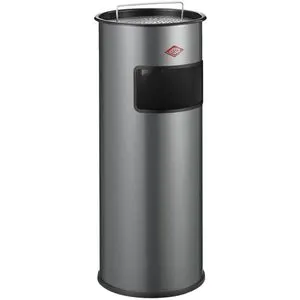 Wesco Standascher 50 mit Sieb, silber - Müll- & Abfalleimer mit 50L Fassungsvermögen, hochwertigem pulverbeschichtetem Stahlblech und integriertem Sieb für eine saubere und praktische Lösung im Außenbereich.