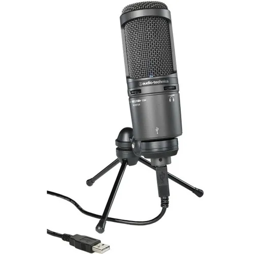 Audio-Technica AT2020 USB+ Mikrofon - USB-Kondensatormikrofon mit latenzfreiem Monitoring, ideal für Podcasting und Homerecording. Hochwertige A/D-Wandler für exzellente Klangqualität.