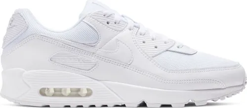 Nike Herren AIR MAX 90 Sneaker, White/White-White-Wolf Grey, 47 EU - Stylischer Sneaker mit atmungsaktivem Obermaterial und komfortabler Schaumstoff-Zwischensohle. Ideal für Alltag und Freizeit, bietet er hervorragenden Halt durch die Gummiaußensohle mit Waffelmuster.