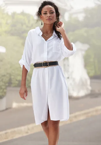 Lascana Longbluse aus leichter Webware - Luftiges Blusenkleid in Größe 34, mit Hemdblusenkragen und seitlichen Schlitzen für optimalen Tragekomfort. Ideal für sommerliche Anlässe.