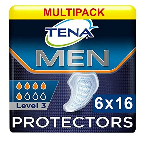 TENA Men Level 3 Basisvariante Sparpaket (6 x 16 Stück) - Hygieneprodukte für Männer mit Blasenschwäche, diskrete Einlagen mit optimalem Sitz und Geruchsschutz für mehr Sicherheit und Trockenheit.
