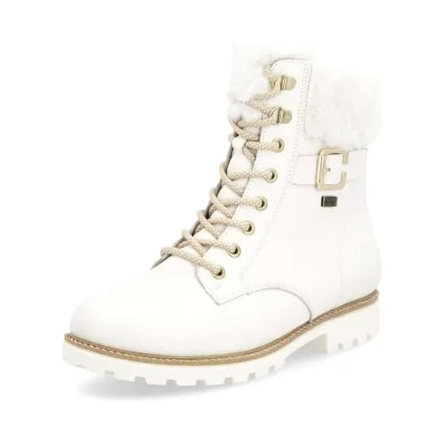 Remonte Damen D8481 Stiefeletten, Weiß, 40 EU - Wanderschuhe aus echtem Leder mit Komfortweite und TEX-Membran für optimale Wetterbeständigkeit und Tragekomfort.