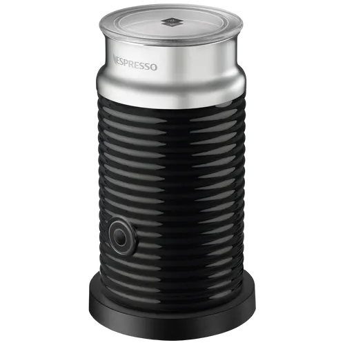Nespresso Aeroccino 3 Milchaufschäumer, Schwarz - Vollautomatischer Milchaufschäumer mit 500 W Leistung, ideal für perfekten Milchschaum für Cappuccino und mehr. Kompakte Größe und elegante Edelstahl-Oberfläche.