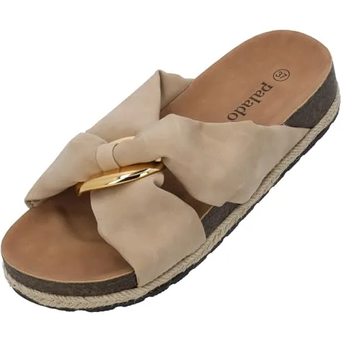 Palado Pantoletten Damen Bandi - elegante und bequeme Sommerschuhe - Wanderschuhe mit edlem Obermaterial und komfortablem Fußbett, ideal für lange Tage und sommerliche Anlässe.