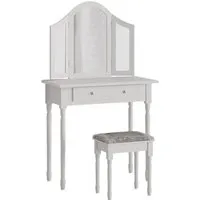 Vicco Schminktisch Kate, Weiß, 80 cm mit Hocker - Schminktisch mit LED-Spiegel und 1 Schublade, ideal für stilvolle Beauty-Rituale und optimale Organisation.