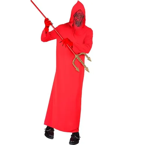 W WIDMANN MILANO Party Fashion - Kostüm Teufel, Kapuzengewand mit Maske, Hölle Mottoparty