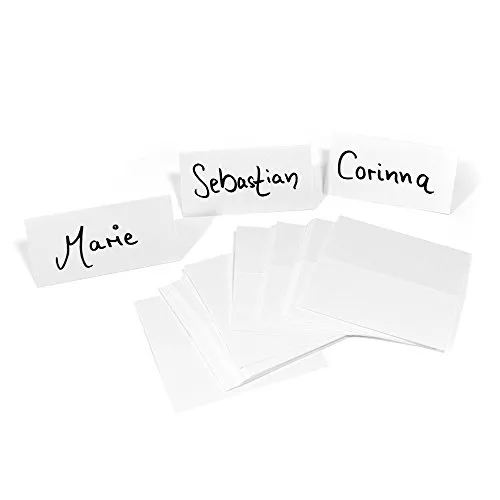 Frau WunderVoll® 50 TISCHKARTEN Hochzeit, Weiss/Platzkarten, Tischkarte weiß, Hochzeit, Tischkarte zum Beschriften, Tischkarten Vintage, Namensschild