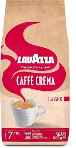 Lavazza CAFFE CREMA CLASSICO, ganze Bohne - Kaffee, 1 kg Packung mit einer perfekten Mischung aus Robusta und Arabica für langanhaltende Cremigkeit und ein ausgewogenes Aroma, ideal für Kaffeevollautomaten und milchbasierte Rezepte.