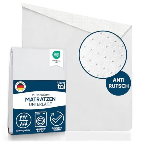 Blumtal® Lattenrost Auflage 160x200 cm - Hochwertiger Matratzenschoner mit Anti-Rutsch-Schicht - Schütze Deine Matratze zuverlässig mit unserer Blumtal Lattenrost Auflage! Sie bietet optimalen Schutz vor Druckstellen, Schmutz und sorgt dank der Anti-Rutsch-Schicht für einen stabilen Halt. Waschmaschinenfest für einfache Pflege.