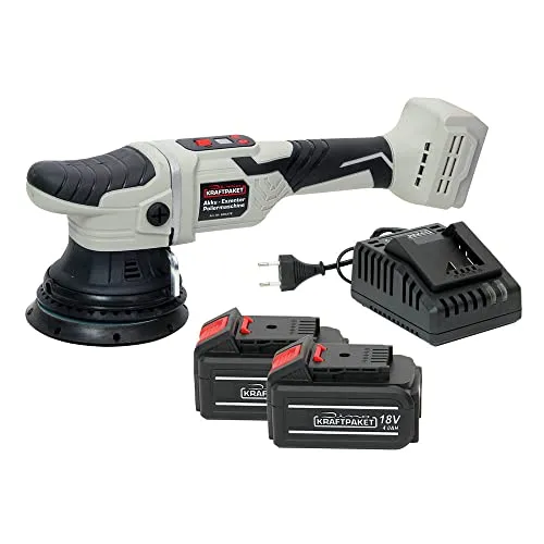 Dino KRAFTPAKET 15mm-18V Bürstenlose Akku Exzenter Poliermaschine - Poliermaschinen für Auto mit bürstenlosem Motor und 15mm Polierhub, ideal für hologrammfreies Polieren und längere Akkulaufzeit dank effizienter Technik.