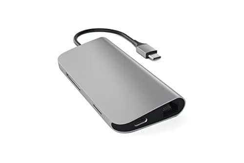 SATECHI Aluminium Multiport Adapter, 4K HDMI, USB-C Port, Gigabit Ethernet, SD/MicroSD-Kartenleser, USB 3.0, für MacBook Pro, Air M2, M1, iPad Pro, Air M2, M1, Mac mini M2, iMac M1 (Space Grau)