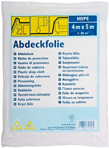 C CIRET Abdeckplane HDPE Standard 20 qm - 4 x 5 m - Robuste HDPE Abdeckplane, ideal zum Abdecken von Gegenständen im Innen- und Außenbereich. Langlebig und vielseitig einsetzbar für alle Bauprojekte.