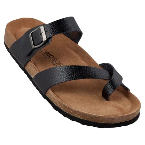 Biosoft Comfort & Easy Walk Herren Sandalen Zehentrenner KAI Größe 43 - 47 - Wanderschuhe mit orthopädischem Soft-Leder Fußbett für hohen Tragekomfort und einen gesunden Gang, ideal für Sommer und Zuhause.