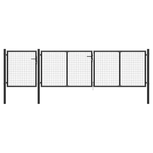 vidaXL Gartentor Stahl 400 x 100 cm Anthrazit - Gartentor aus robustem Hochleistungsstahl, rost- und korrosionsbeständig. Ideal für langfristigen Außeneinsatz, inklusive Schloss und 3 Schlüsseln für zusätzliche Sicherheit.