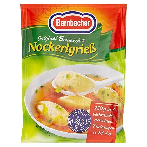 Bernbacher Nockerlgrieß 15x250 g Packung - Nudeln & Pasta, ideal für die Zubereitung von fluffigen Nockerln, perfekt für Suppen und Beilagen.