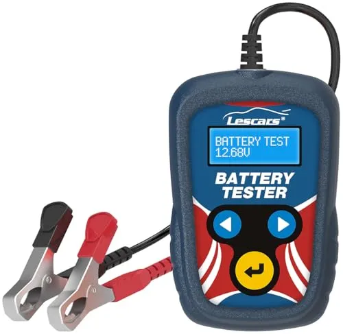 Lescars Battery Tester: 12-Volt-Kfz-Batterietester mit Lasttester, 100 bis 2000 CCA (Batterietestgerät, Auto Batterietester Diagnosegerät, 12V)