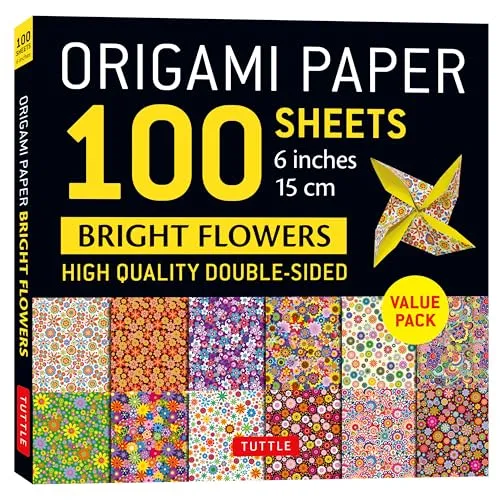 Origami Paper 100 Sheets Bright Flowers 6" (15 Cm): Double-sided Origami Sheets Printed With 12 Different Patterns (Instructions for 5 Projects Included)