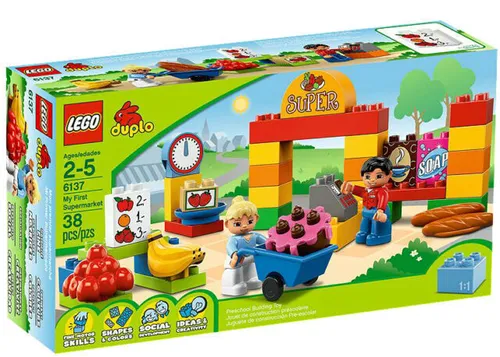 LEGO Duplo 6137 My First Supermarket - Kreativer Spielspaß für die Kleinsten - LEGO DUPLO Set für Kinder von 2-5 Jahren, fördert kreatives Spielen und soziale Fähigkeiten mit realistischem Supermarkt-Design.
