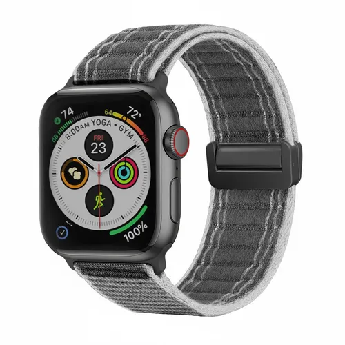 Smartwatch Armband für Apple Watch SE 2 44mm Nylon Textil Magnetverschluss Grau