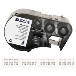 Brady M4-131-498, wiederablösbares Vinylgewebe, 12.70 x 25.40 mm - Wiederablösbares Vinylgewebe in Schwarz auf Weiß, ideal für flexible Beschriftungen und Kennzeichnungen. Perfekt für den professionellen Einsatz in Büros und Werkstätten.