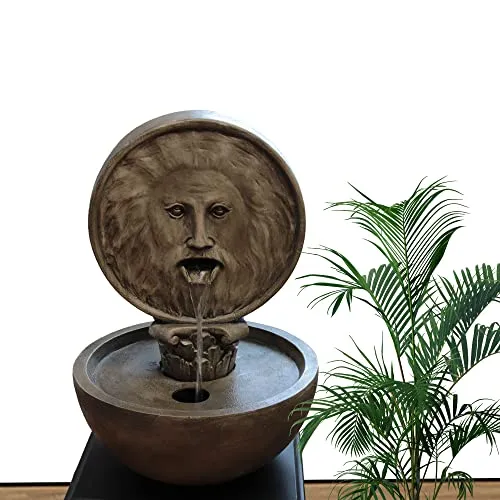 Köhko Wasserspiele Bocca Della Verità - Eleganter Brunnen - Wasserspeier für Garten, Terrasse oder Wohnzimmer, beeindruckende Edelstahlwasserwand mit 34 cm Durchmesser, ein stilvolles Highlight für jeden Außen- und Innenbereich.