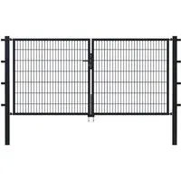 Stabgitter-Doppeltor ALBERTS Flexo Typ 6/5/6 - 300 x 140 cm mit Pfosten - Gartenzäune, elegantes Tor aus robustem Metall in Anthrazit, ideal für Sicherheit und Stil in Ihrem Garten