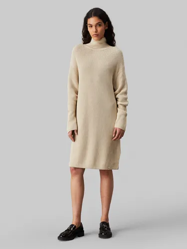 Calvin Klein Jeans Sweatkleid CHUNKY LOOSE SWEATER DRESS mit Logopatch grau L (40)