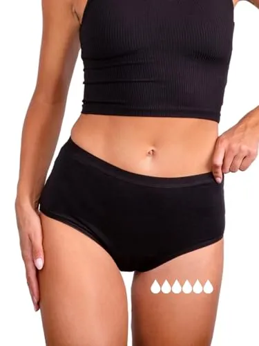 Taynie Comfort Ultra stark Periodenunterwäsche Starke Blutung - Periodenwäsche - Menstruationsunterwäsche - ersetzt 6 Tampons, Periodenslip Tragedauer bis 12 Std., waschbar bis 60°C (40, Schwarz)