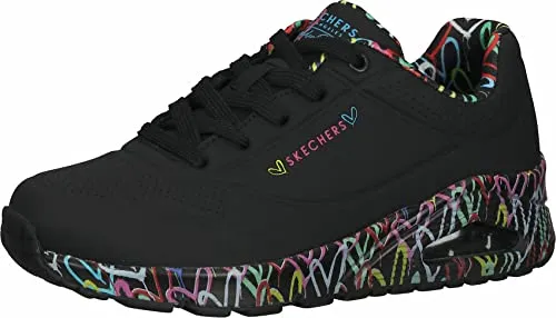 Skechers Damen Uno Loving Love Sneakers, Schwarz, 39 EU - Damen-Sneaker mit flexiblem Traktionslaufsohle und stylischem Skechers-Logodetail für optimalen Komfort und Halt im Alltag.