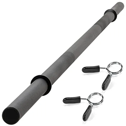 MAXXIVA® Langhantelstange - 120/140/160/180 cm, 30mm, bis 300kg, Stahl, Chrom, Federverschluss - Langhantel, Hantelstange, Langhantel-Stange, Bankdrücken (Schwarz, 140 cm)