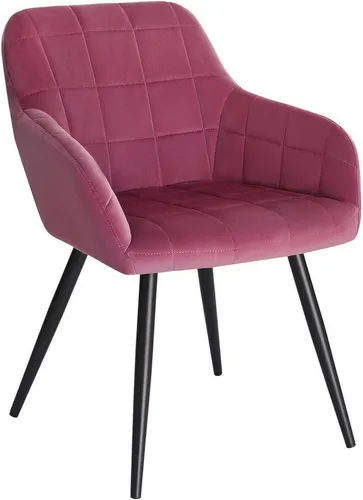 Woltu Esszimmerstuhl mit Armlehne, bordeaux | Schwarz - Eleganter Polsterstuhl mit gepolsterter Sitzfläche und robusten Metallbeinen, ideal für Esszimmer. Belastbarkeit bis 150 kg, perfekt für stilvolle Akzente.