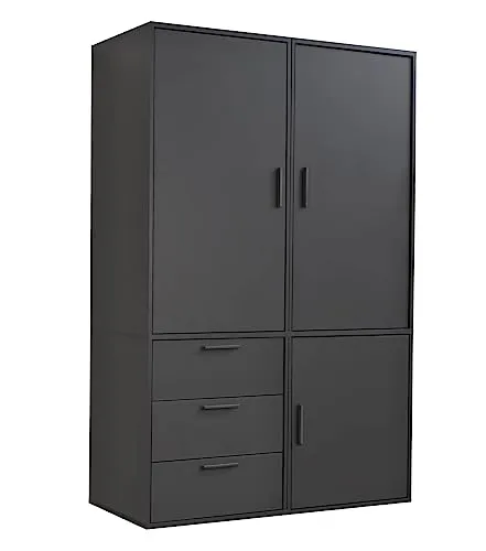 mokebo Kleiderschrank Der Grenzenlose – 3-Türig & 3 Schubladen in Weiß - Kleiderschrank mit grenzenlosen Konfigurationsmöglichkeiten. Kombiniere bis zu 3 Module und erweitere nach Bedarf. Hochwertige Materialien und schnelle Lieferung direkt zu dir nach Hause.
