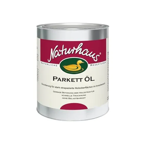 Naturhaus Parkett Öl 750ml - Hochwertiges Parkett Öl für Holzoberflächen, ideal für stark beanspruchte Bereiche. Es bietet eine schnelle Trocknung und schützt effektiv vor Schmutz und Wasser.