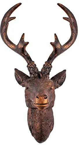 Spetebo Hirschgeweih 10 Ender - Wand Deko in Bronze Optik - Stilvolle Wanddekoration in Bronze Optik mit den Maßen 30x15 cm. Aus wetterfestem Polyresin gefertigt, ideal für Innen- und Außenbereiche. Inklusive praktischer Aufhängeöse für einfache Montage.