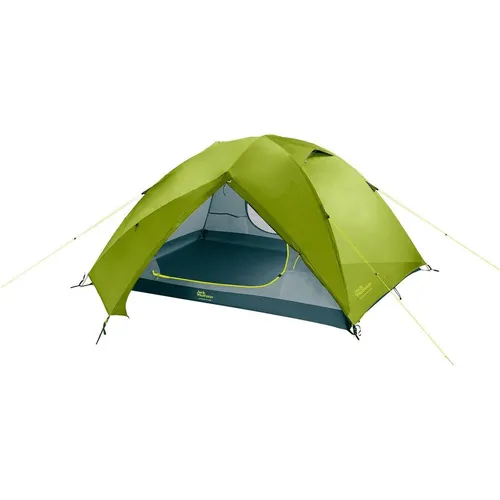 Jack Wolfskin Skyrocket III Kuppelzelt – Ginkgo Green - Zelt für Erwachsene aus recycelten Materialien, freistehend mit 2 Eingängen und Apsiden, ideal für Camping-Abenteuer.