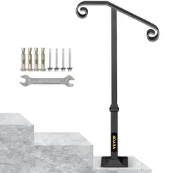 VEVOR Eingangsgeländer Treppengeländer - Werkzeugzubehör für Innen und Außen, aus echtem Schmiedeeisen, einfach zu montieren und im eleganten Design – ideal für 1 bis 2 Stufen.