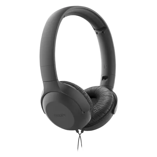 PHILIPS UH201BK/00 On Ear Kopfhörer mit Kabel (Faltbar, Weiche Ohrpolster, Mikro, 1,2 Meter Kabel) Schwarz
