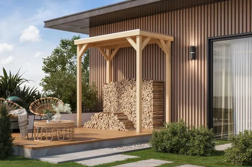 CUBECO Halb Pavillon Unterstand für Mülltonnen 231x124cm - Robuster Holzunterstand für Mülltonnen, ideal zum Schutz vor Witterungseinflüssen und zur Aufwertung Ihres Gartens.