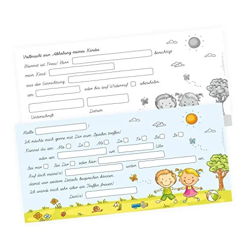 nikima Schönes für Kinder - Verabredungsblock - DIN lang 50 Blatt - zum Spielen treffen - Einladung zum Spielen - ideal für den Kindergarten, Schule - Freunde treffen