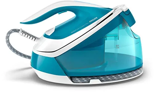 Philips PerfectCare Compact Dampfbügeleisen GC7920/20 - Blau - Bügeleisen mit OptimalTEMP Technologie, verhindert Brandflecken und ermöglicht einfaches Bügeln aller Stoffe ohne Temperatureinstellung. Leicht und kompakt, ideal für müheloses Handling.