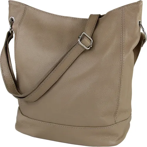 Toscanto Damen Schultertasche Shopper - Elegante Schultertasche aus echtem Leder in taupe-beige, handgefertigt in Italien. Ideal für stilbewusste Damen, die Funktionalität und Design schätzen.