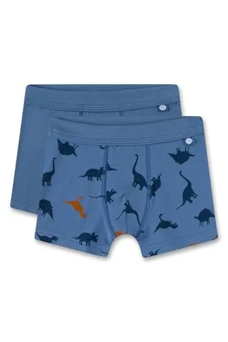 Sanetta Jungen-Hipshorts (Doppelpack) blau Dinos | Hochwertige und nachhaltige Unterhose für Jungen aus Baumwoll-Mix. Inhalt: 2er Set Unterwäsche für Jungen