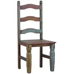 MiaMöbel Esszimmerstuhl Cancun - Shabby Chic aus Massivholz - Esszimmerstuhl aus massivem Pinienholz im Shabby Chic Stil, bunt lackiert und pflegeleicht. Ideal für ein rustikales Ambiente und bereits vollmontiert.