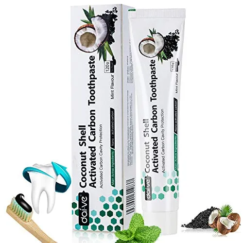 Aktivkohle Zahnpasta -Schwarze Kohle Zahnpasta Ohne Fluorid -Natürliche Zahnaufhellung -Black Activated Charcoal Teeth Whitening Toothpaste -Kokos Schwarze Zahncreme Weiße Zähne 120g