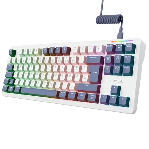 GXTrust 872 Xyra Gasket TKL Mechanische Tastatur mit RGB - Erlebe individuelles Gaming mit der GXTrust 872 Xyra! Diese 80% TKL Tastatur bietet hot-swap-fähige Switches, programmierbare RGB-Beleuchtung und ein angenehmes Tipperlebnis für Gamer.