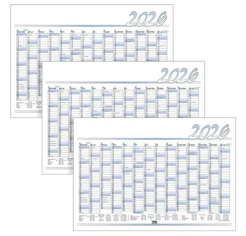 Saphir-Tec Wandkalender Jahresplaner 2026 Standard 42x29,7cm blau - 3er Pack