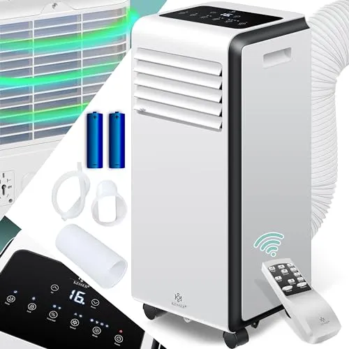 KESSER® Mobiles Klimagerät 4in1 9000 BTU - Klimaanlage, Luftentfeuchter, Ventilator & Nachtmodus in einem Gerät. Ideal für effektive Kühlung und Luftregulierung mit 360° Rollen für hohe Mobilität.