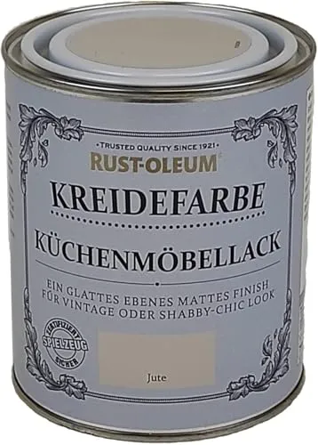 Rust-Oleum Kreidefarbe Küchenmöbellack Jute matt 750 ml - Kreidefarben für individuelle DIY-Projekte, verleiht abgenutzten Holzoberflächen ein mattes Finish, einfach aufzutragen und schnell trocknend.