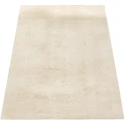 Paco Home Kurzflorteppich Creme 160x220 cm - Strapazierfähiger Kurzflorteppich für Fußbodenheizung, mit seidiger Oberfläche und pflegeleichtem Design – ideal für jedes Zimmer.
